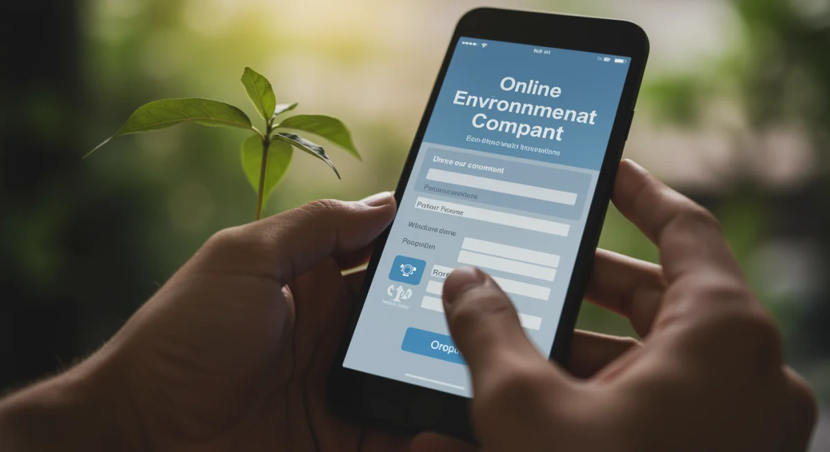 Tela de celular mostrando formulário de denúncia ambiental online, simbolizando a facilidade de reportar crimes contra a natureza.