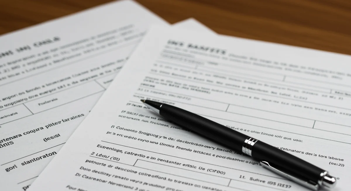 Documentos e caneta para solicitação do Auxílio Reclusão em 2025.