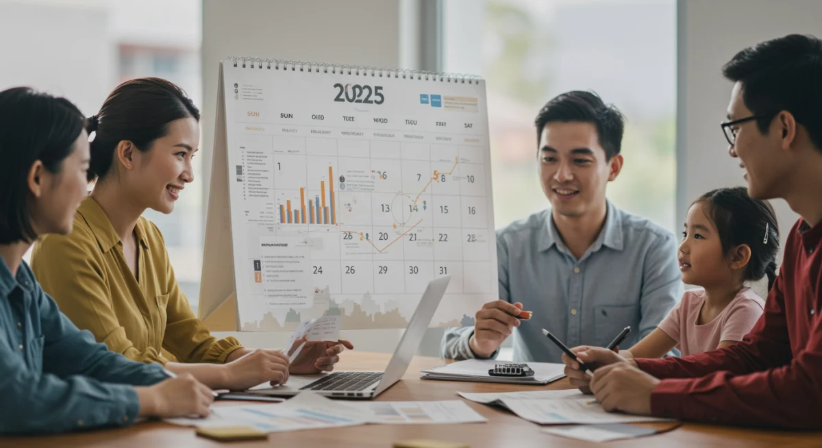 Família brasileira planejando finanças pessoais com foco na taxa Selic de 2025.