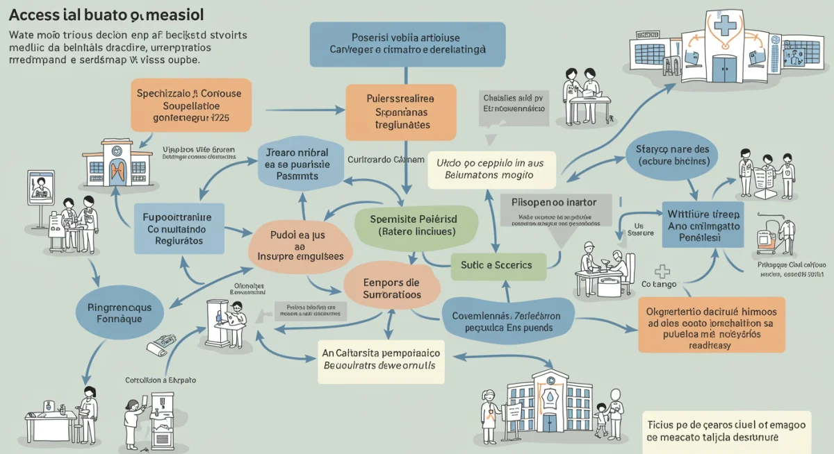 Infográfico detalhado mostrando o fluxo de atendimento de alta complexidade no SUS, desde a atenção primária até procedimentos avançados.