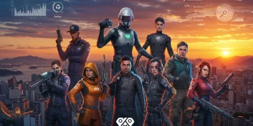 Capa vibrante com personagens de jogos futuristas e ícones de games aguardados para 2025, simbolizando o mercado brasileiro.