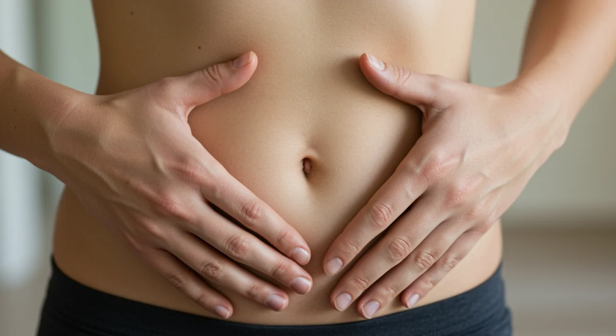 Mãos sobre o abdômen indicando respiração diafragmática
