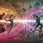 Música em jogos: 6 trilhas sonoras revolucionárias em 2024 e o impacto em 2025 Personagens de jogos eletrônicos envoltos por notas musicais e ondas sonoras, representando a revolução das trilhas sonoras em games de 2024 e seu impacto futuro.