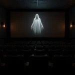 Filmes de terror 2025: 5 lançamentos esperados e bilheteria brasileira Pôster de filme de terror futurista com elementos de suspense e um toque brasileiro, simbolizando os lançamentos de 2025.