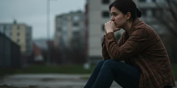 Pessoa em reflexão, simbolizando a saúde mental pós-pandemia e a busca por apoio.