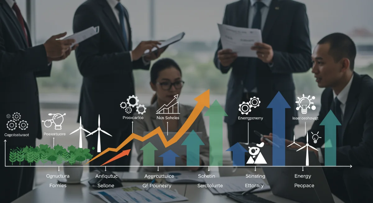 Infográfico de setores-chave da economia brasileira em crescimento para 2025