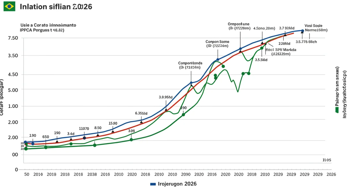 Gráfico do IPCA e projeções para a inflação no Brasil em 2026.